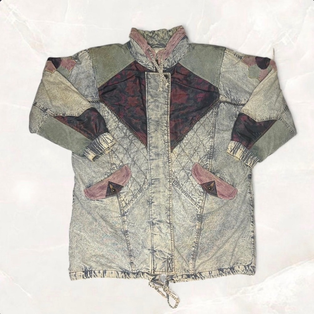 Braetan Vintage 80’s Denim/Corduroy Acid Wash Jacket Floral Print (No Size Tag)